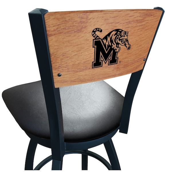 Holland Bar Stool Co 25" Blk Wrinkle Memphis Swivel Bar Stool, Laser Engraved Back - L03825BWMEDMPLAMEMPHSBLKVINYL