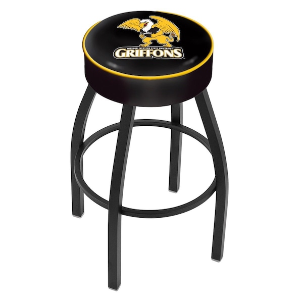 Holland Bar Stool Co 25" Missouri Western St Cushion Seat, Blk Wrnkl Base Swivel Bar Stool - L8B125MOWST