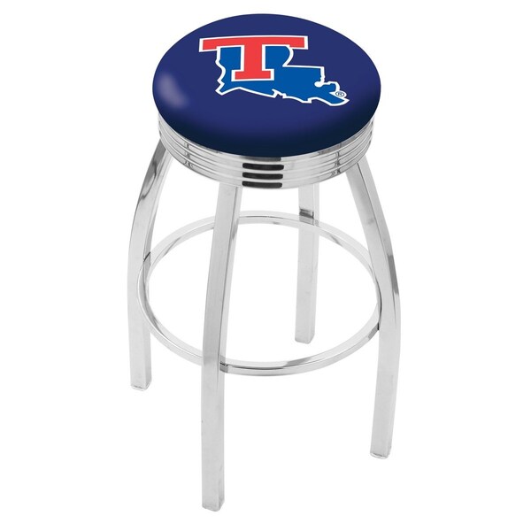 Holland Bar Stool Co 25" Chrome Louisiana Tech Swivel Bar Stool, Accent Ring - L8C3C25LATECH