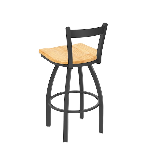 Holland Bar Stool Co 30" Low Back Swivel Bar Stool, Pewter Finish, Nat Oak Seat - 82130PWNATOAK