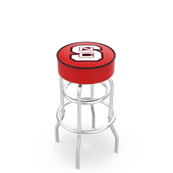Holland Bar Stool Co 25" North Carolina State Cushion Seat, 2-Ring Chrome Swivel Bar Stool - L7C125NCARST