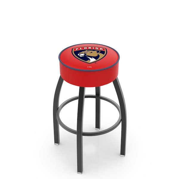 Holland Bar Stool Co 30" Florida Panthers Cushion Seat, Blk Wrinkle Base Swivel Bar Stool - L8B130FLAPAN