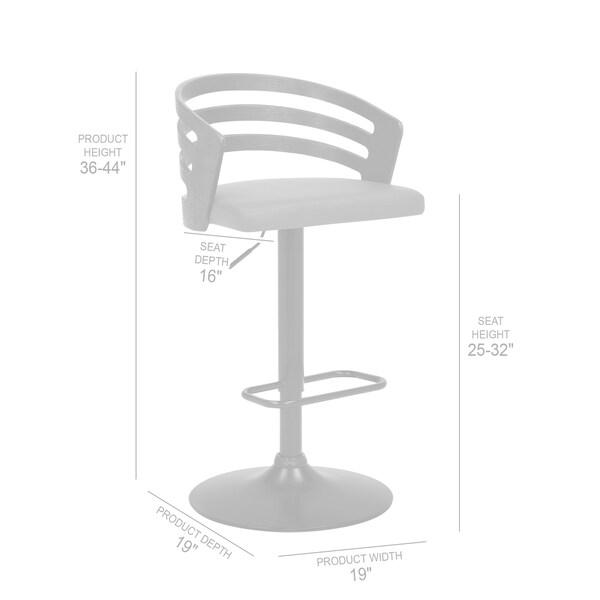 Armen Living Adele Adjustable Height Swivel Gray Faux Leather and Black Wood Bar Stool with Black Base - LCADBAGRBL