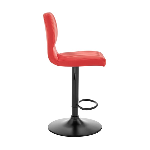 Armen Living Bardot Adjustable Height Red Faux Leather Swivel Bar Stool - LCBABABLRED