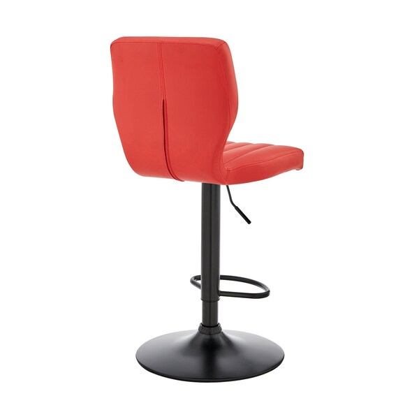 Armen Living Bardot Adjustable Height Red Faux Leather Swivel Bar Stool - LCBABABLRED