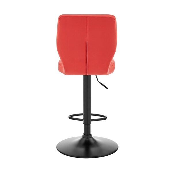 Armen Living Bardot Adjustable Height Red Faux Leather Swivel Bar Stool - LCBABABLRED