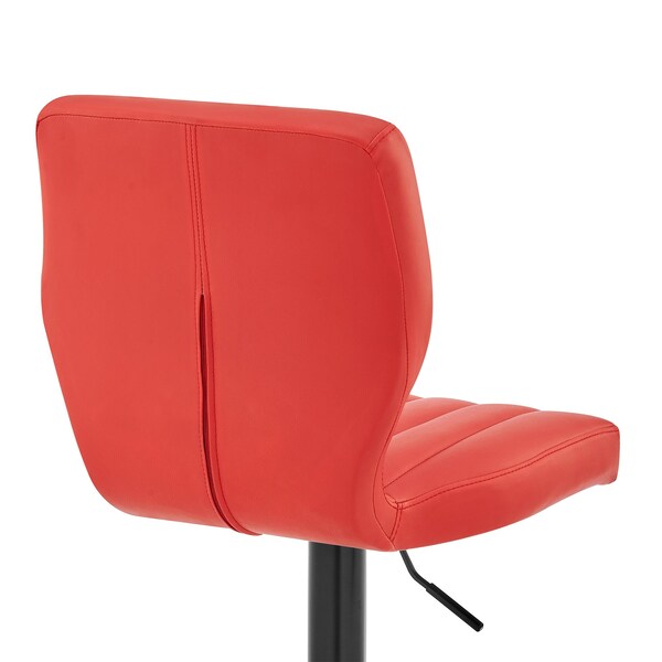 Armen Living Bardot Adjustable Height Red Faux Leather Swivel Bar Stool - LCBABABLRED