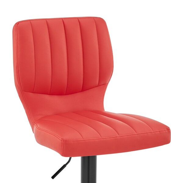 Armen Living Bardot Adjustable Height Red Faux Leather Swivel Bar Stool - LCBABABLRED