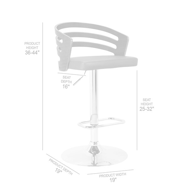 Armen Living Adele Adjustable Height Swivel Gray Faux Leather and Walnut Wood Bar Stool with Chrome Base - LCADSWBAGRWA