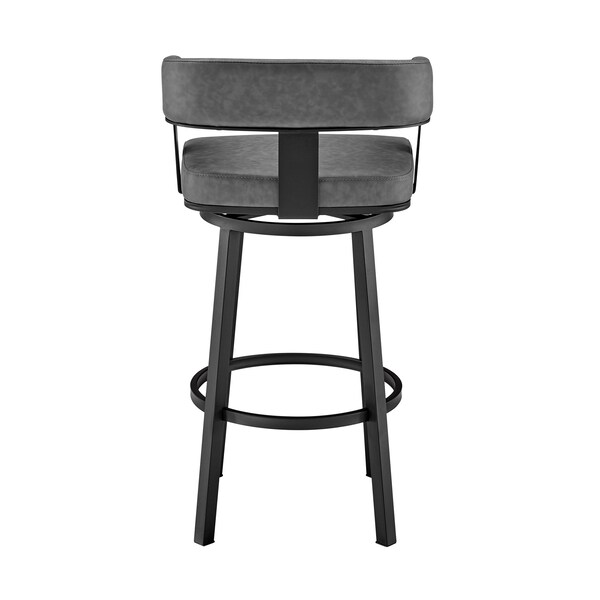 Armen Living Lorin 30" Bar Height Swivel Bar Stool in Black Finish and Gray Faux Leather - LCLRBAMBVG30
