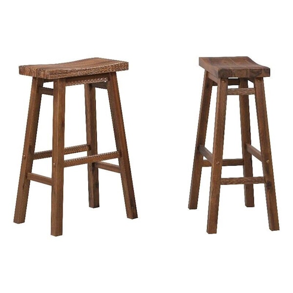 Boraam 29 in. Sonoma Saddle Barstool, Chestnut Wire-Brush, 2PK - 75329
