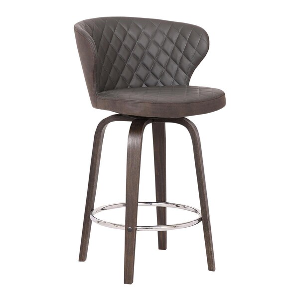 Seatsolutions 26 in. Mynette Swivel Faux Leather Bar Stool, Brown - SE2522309