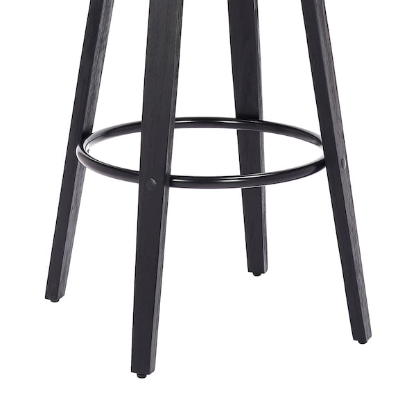 Armen Living Harbor 30" Bar Height Backless Swivel Gray Faux Leather and Black Wood Mid-Century Modern Bar Stool - LCHBBAGRBL30