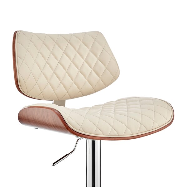 Armen Living Leland Adjustable Cream Faux Leather and Chrome Finish Bar Stool - LCLEBAWACR