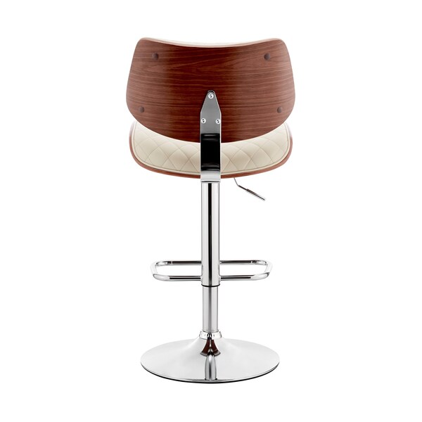 Armen Living Leland Adjustable Cream Faux Leather and Chrome Finish Bar Stool - LCLEBAWACR