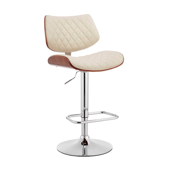 Armen Living Leland Adjustable Cream Faux Leather and Chrome Finish Bar Stool - LCLEBAWACR