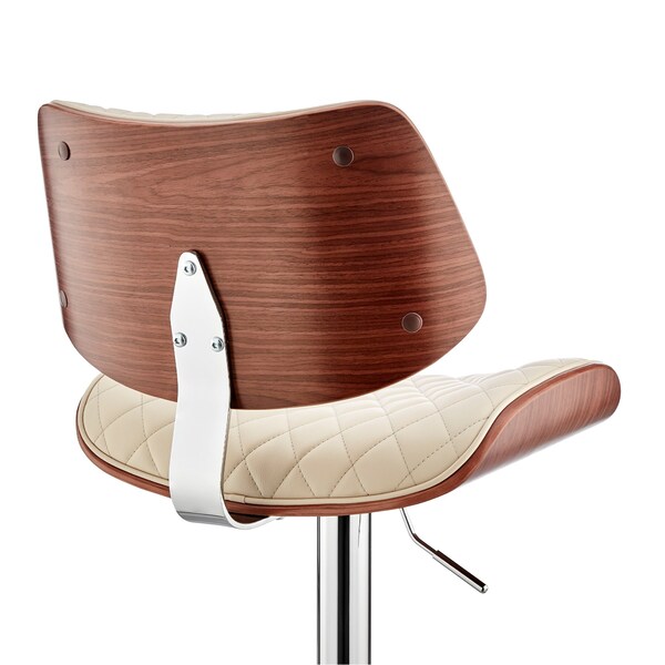 Armen Living Leland Adjustable Cream Faux Leather and Chrome Finish Bar Stool - LCLEBAWACR