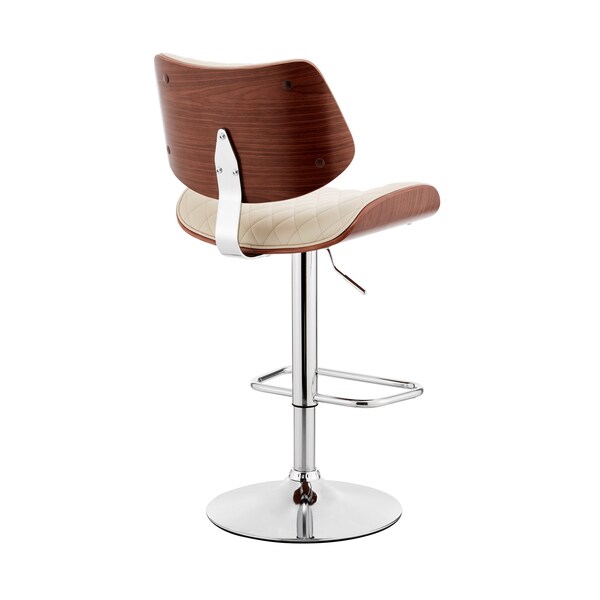 Armen Living Leland Adjustable Cream Faux Leather and Chrome Finish Bar Stool - LCLEBAWACR