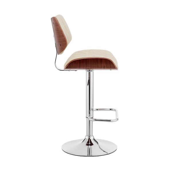 Armen Living Leland Adjustable Cream Faux Leather and Chrome Finish Bar Stool - LCLEBAWACR