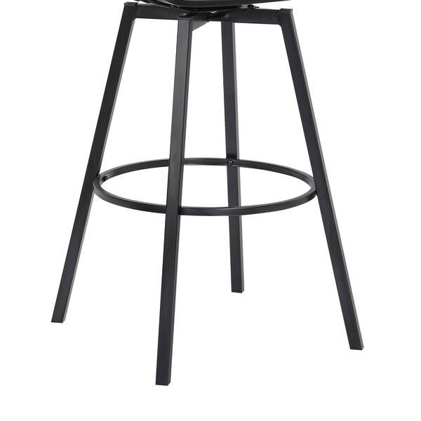 Armen Living Athena 31" Swivel Black Wood Bar Stool in Gray Faux Leather with Black Metal - LCATBABLKGRY30