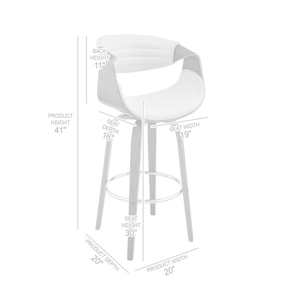 Armen Living Arya 30" Swivel Bar Stool in Gray Faux Leather and Walnut Wood - LCAYBAWAGR30