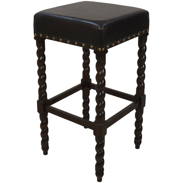 Carolina Cottage 30 in. Remick Bar Stool Espresso & Brown Leatherette - 3664-ESPBR