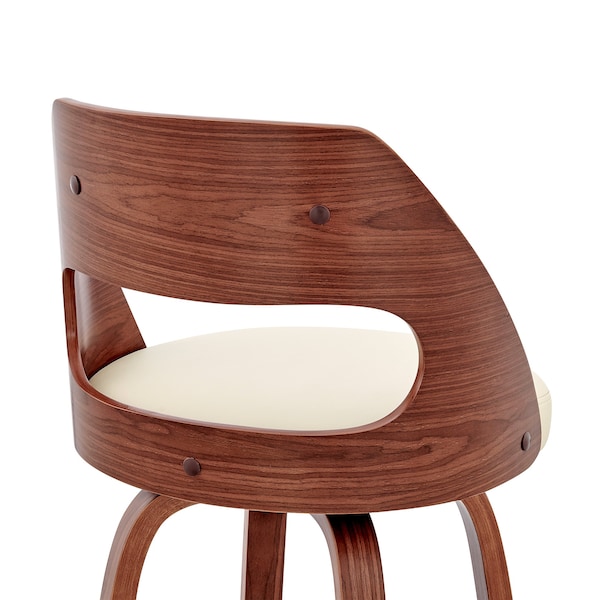 Armen Living Julius 30" Cream Faux Leather and Walnut Wood Bar Stool - LCJUBAWACR30