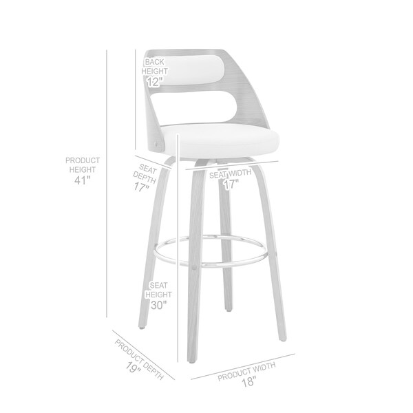 Armen Living Julius 30" Cream Faux Leather and Walnut Wood Bar Stool - LCJUBAWACR30