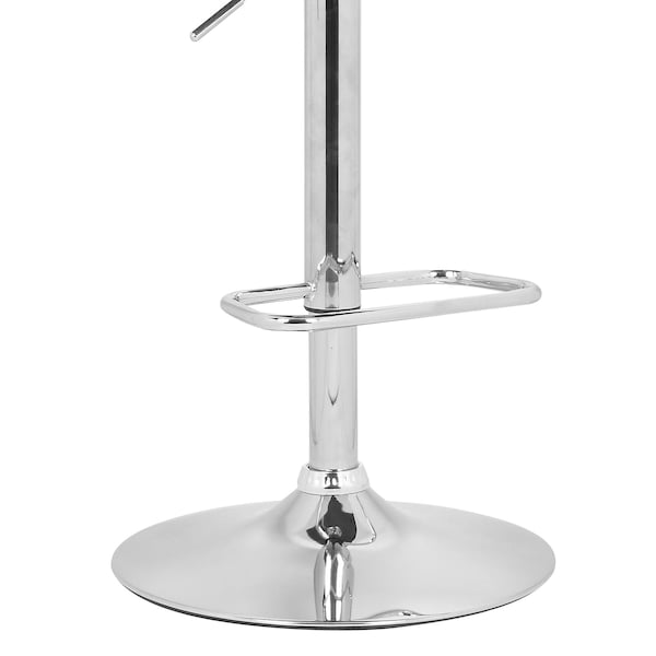 Armen Living Aubrey Adjustable Height Swivel Cream Faux Leather and Chrome Bar Stool with Walnut Wood - LCAUBAWACR