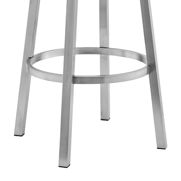 Armen Living Lorin 26" Black Faux Leather and Brushed Stainless Steel Swivel Bar Stool - LCLRBABSBL26