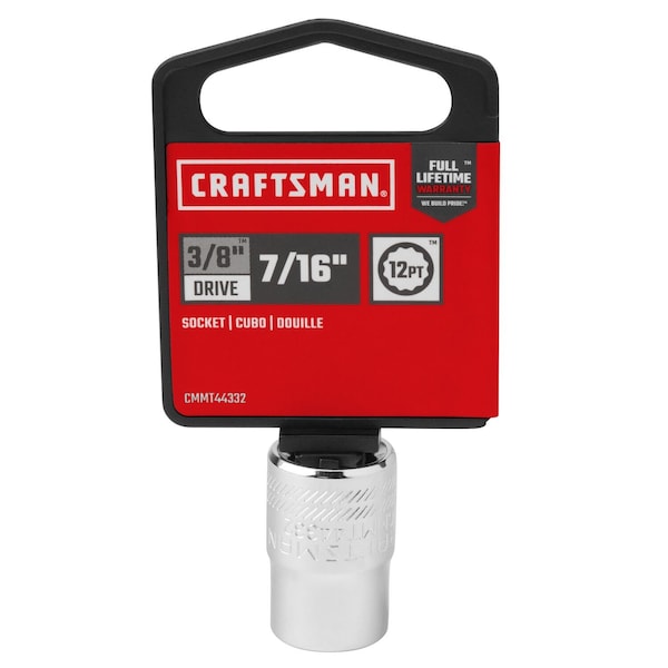 Craftsman Sockets, 7/16" S x 3/8" Drive S SAE 12 P - CMMT44332