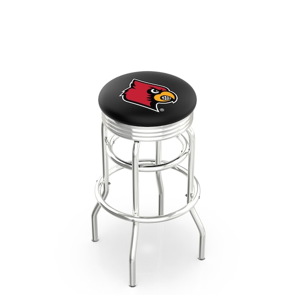 Holland Bar Stool Co 25" Chrome 2-Ring Louisville Swivel Bar Stool, Accent Ring - L7C3C25LVILLE