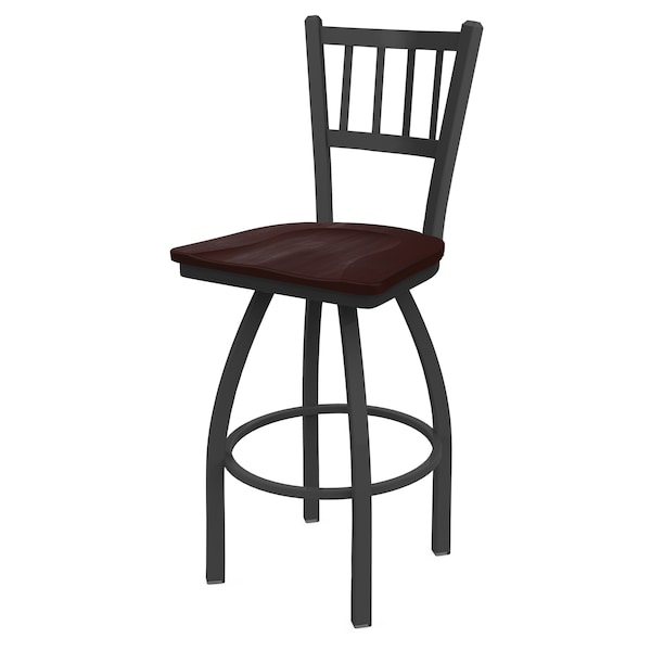 Holland Bar Stool Co 30" Swivel Bar Stool, Pewter Finish, Dark Cherry Maple Seat - 81030PWDCMPL
