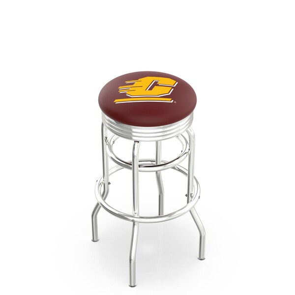 Holland Bar Stool Co 25" Chrome 2-Ring Central Michigan Swivel Bar Stool, Accent Ring - L7C3C25CENMIC