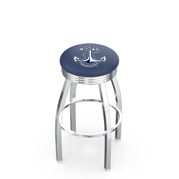 Holland Bar Stool Co 30" Chrome US Naval Academy NAVY Swivel Bar Stool, Accent Ring - L8C3C30USNAVA