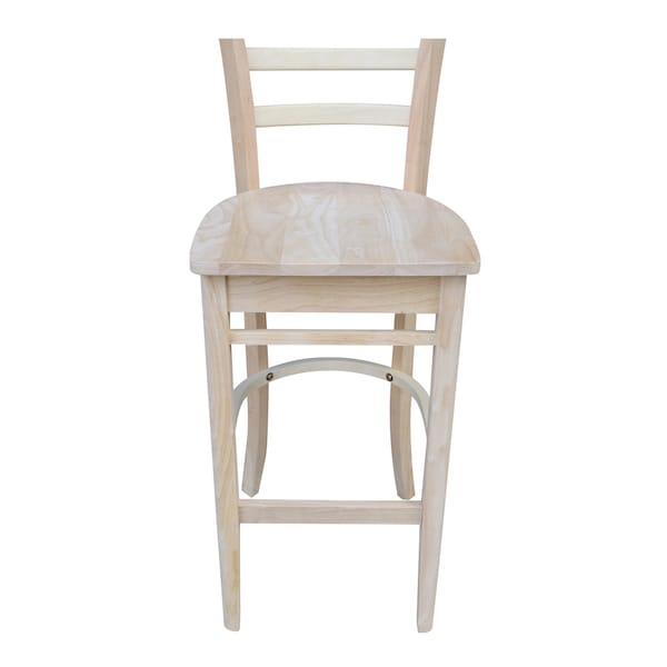 International Concepts Emily Bar Height Stool, 30" Seat Height, Unfinished - S-6173
