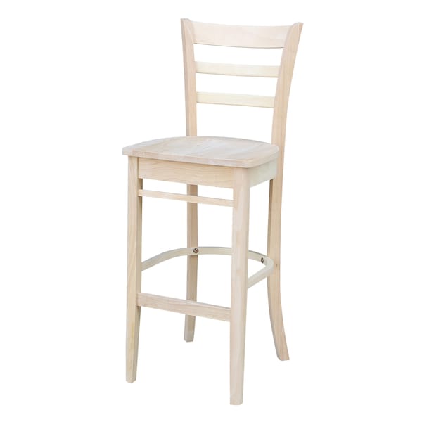 International Concepts Emily Bar Height Stool, 30" Seat Height, Unfinished - S-6173
