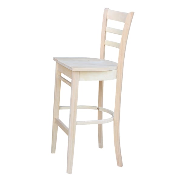 International Concepts Emily Bar Height Stool, 30" Seat Height, Unfinished - S-6173