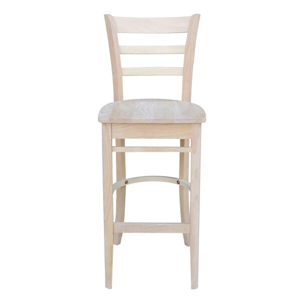 International Concepts Emily Bar Height Stool, 30" Seat Height, Unfinished - S-6173