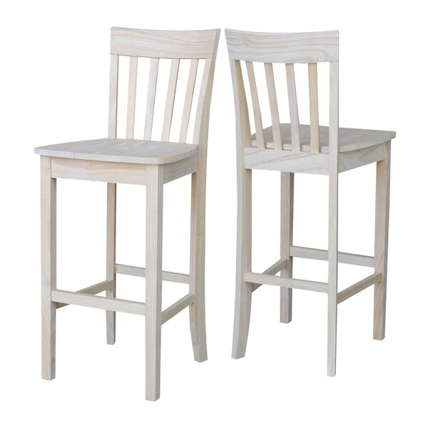 International Concepts Slatback Bar Height Stool, 30" Seat Height, Unfinished - S-3013