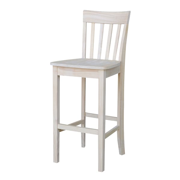 International Concepts Slatback Bar Height Stool, 30" Seat Height, Unfinished - S-3013