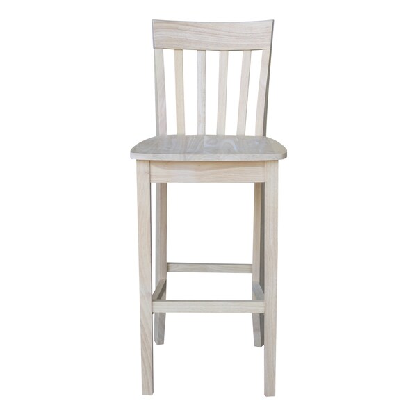 International Concepts Slatback Bar Height Stool, 30" Seat Height, Unfinished - S-3013