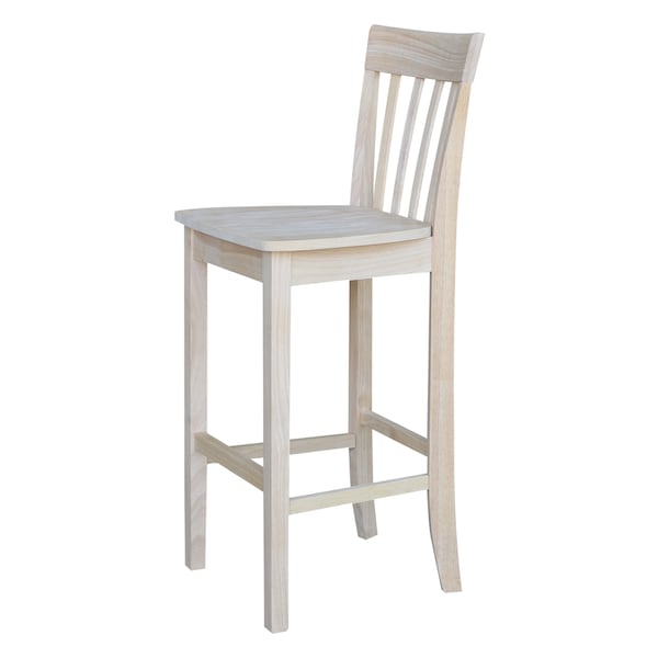 International Concepts Slatback Bar Height Stool, 30" Seat Height, Unfinished - S-3013