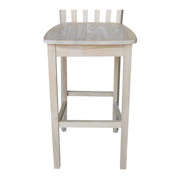 International Concepts Slatback Bar Height Stool, 30" Seat Height, Unfinished - S-3013