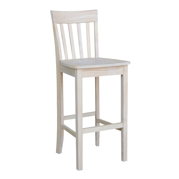 International Concepts Slatback Bar Height Stool, 30" Seat Height, Unfinished - S-3013