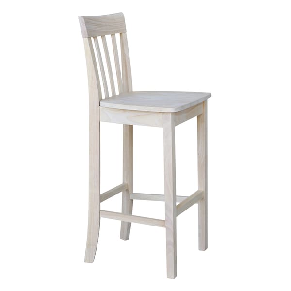 International Concepts Slatback Bar Height Stool, 30" Seat Height, Unfinished - S-3013