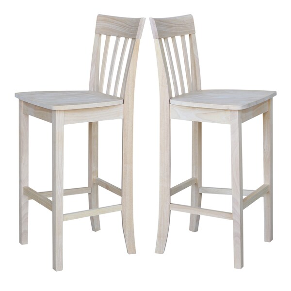 International Concepts Slatback Bar Height Stool, 30" Seat Height, Unfinished - S-3013