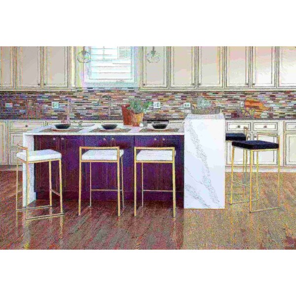 Lumisource Fuji Barstool in Gold with Black Velvet Cushion, PK 2 - B30-FUJI AUVBK2