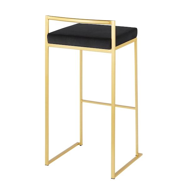 Lumisource Fuji Barstool in Gold with Black Velvet Cushion, PK 2 - B30-FUJI AUVBK2