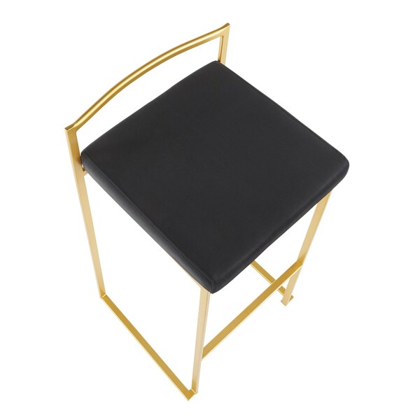 Lumisource Fuji Barstool in Gold with Black Velvet Cushion, PK 2 - B30-FUJI AUVBK2